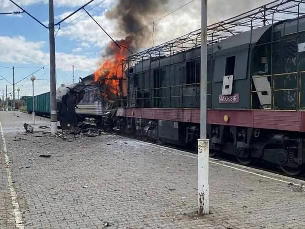 Atacul cu dronă asupra unui obiectiv civil din Gara Shostka - Foto: Profimedia Images