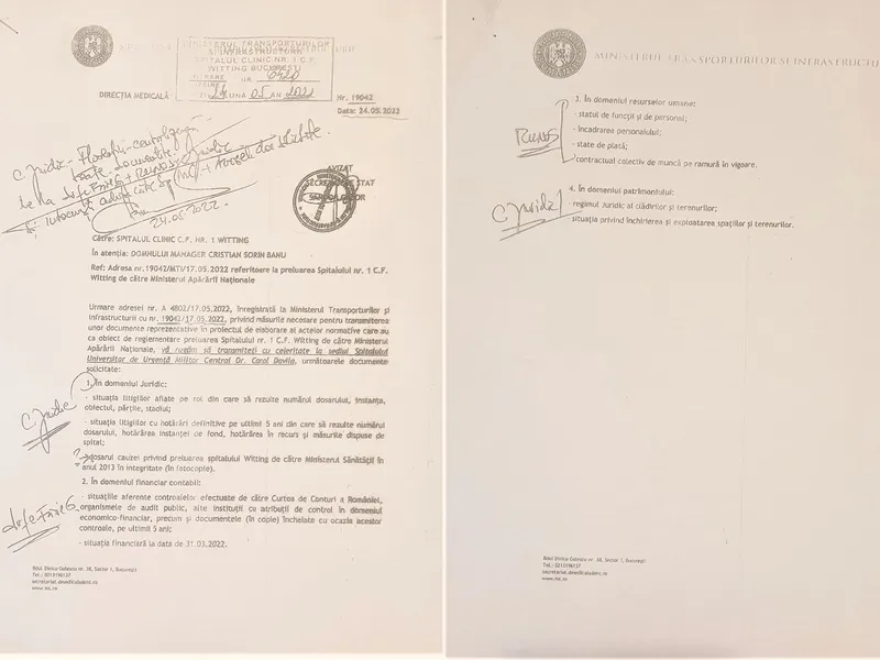 Prin această adresa a fost solicitat transferul de date persoanle de la Spitalul Witting la Spitalul Militar Central Foto: NWR