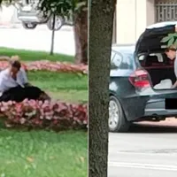 Tânără care fura flori din parc - Foto: Facebook/Poliția Locală Craiova