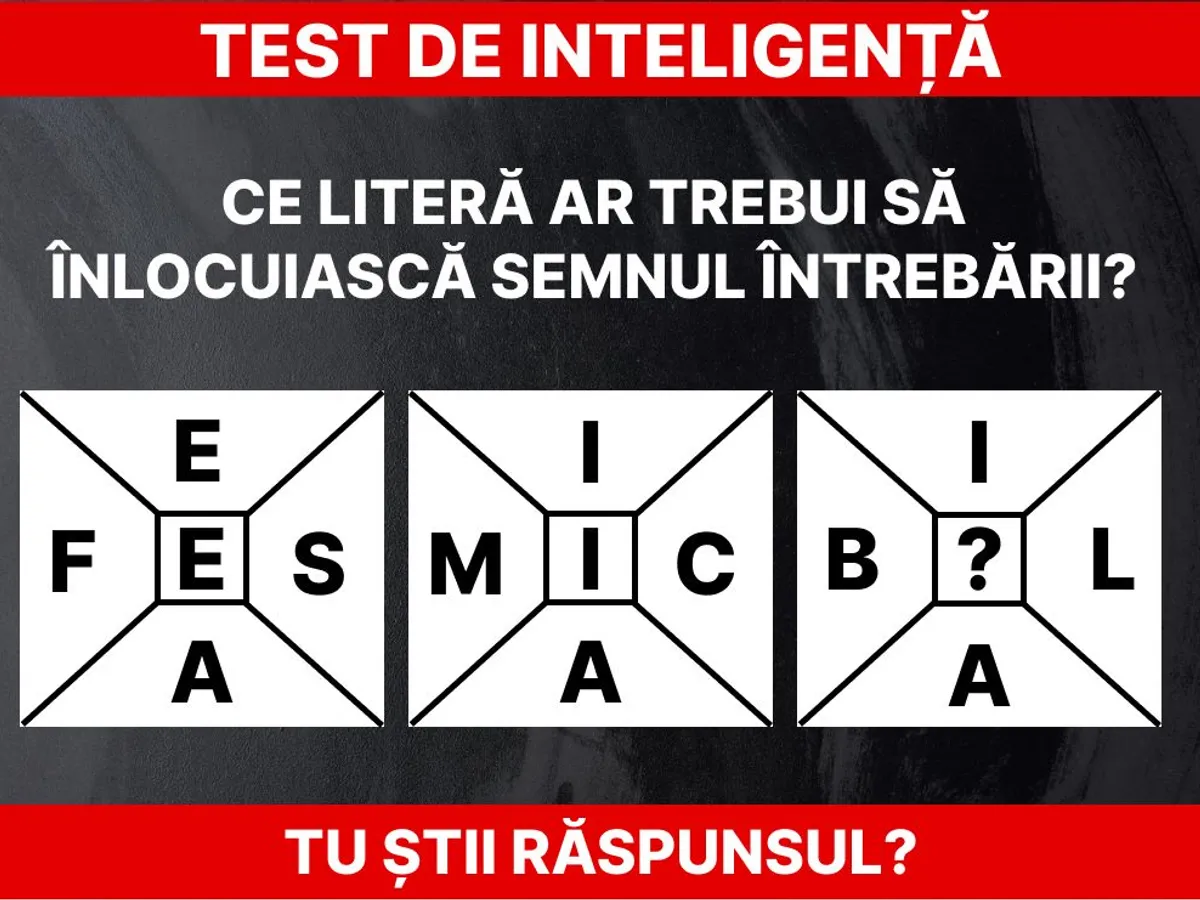 Test de inteligență. Litera lipsă din pătrat Foto: Newsweek România