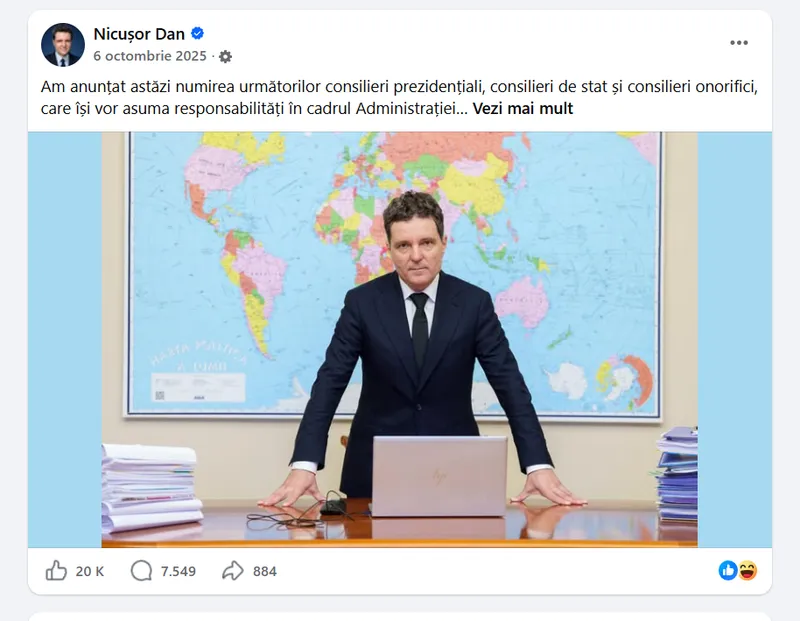 Postare Nicușor Dan - Foto: FB