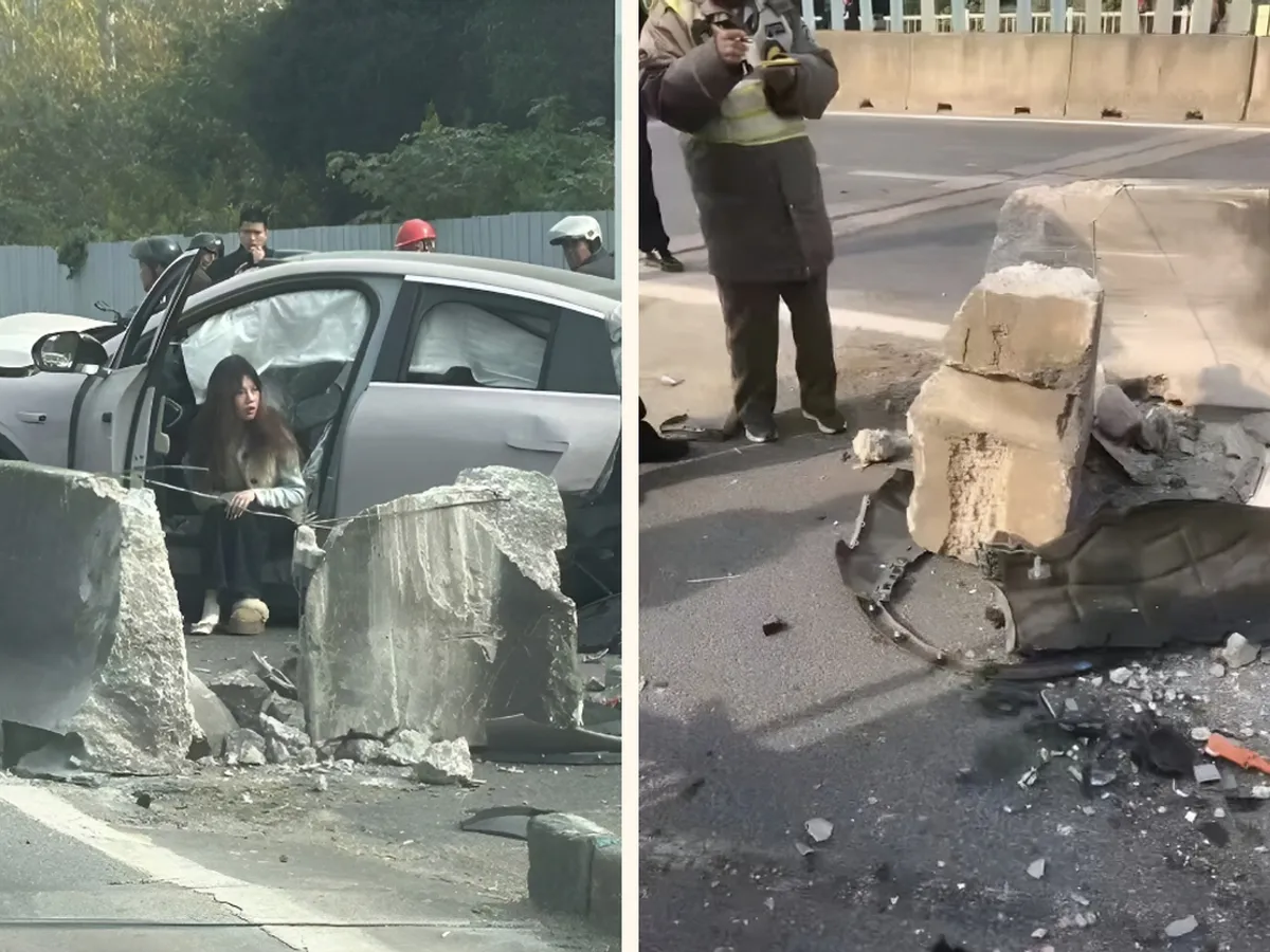 O mașină electrică chinezească Nio EC6 s-a rupt, pur și simplu, în urma unui accident - Foto: carnewschina.com