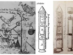 Enigma Manuscrisului din România care conține schițe cu rachete balistice și spațiale. E din 1570 - Foto: Colaj/ Arhivă