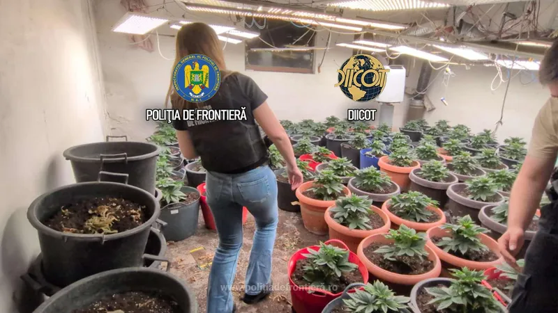 Cultură de canabis- Foto: Poliția de Frontieră - DIICOT