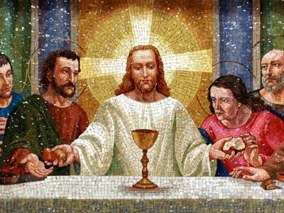 Reprezentare a lui Iisus Hristos în fața Sf. Graal - Foto: sfcatholic.org (rol ilustrativ)