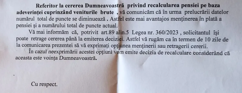 Anunțul Casei de Pensii - Foto: Casa de Pensii