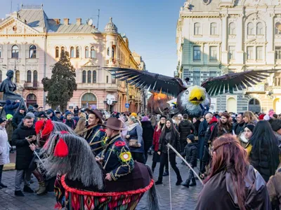 12 ianuarie 2020. Malanka Fest 2020, festival multietnic, în centrul oraşului Cernăuţi - Foto: Profimedia Images