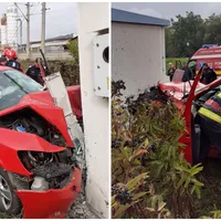 O tânără șoferiță beată a lovit o țeavă de gaze și un punct trafo. Ar fi vrut să se sinucidă. / Foto: tvmneamt.ro