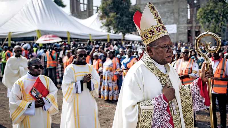 Cardinalul congolez Fridolin Ambongo la o paradă în Goma, în luna ianuarie