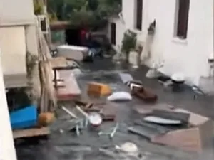 Imagini din insula Samos, după cutremur și mini-tsunami Foto: Captură Youtube