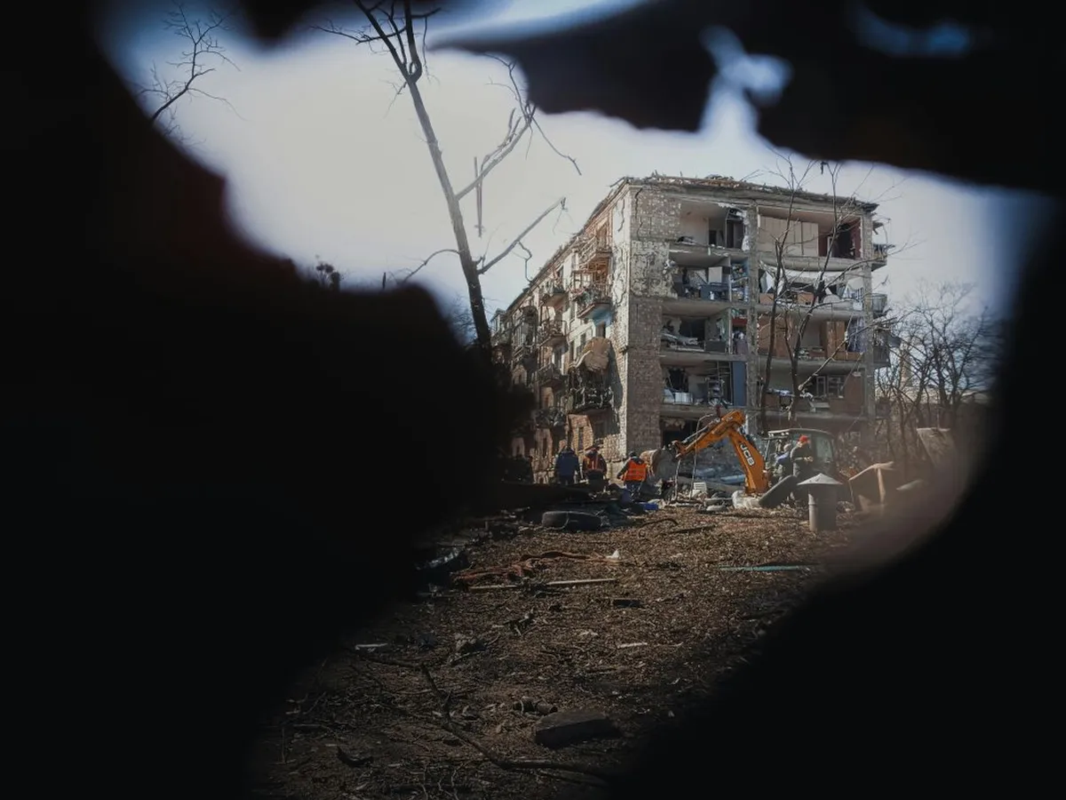 Bloc distrus de o rachetă rusească - Foto: Pexels/Алесь Усцінаў