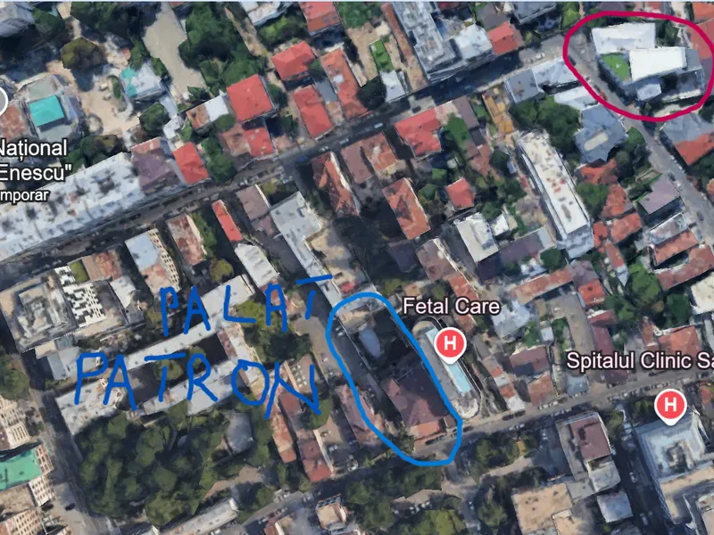 Trei minute face patronul Realitatea Plus de la reședința sa la televiziunea sa. Sursă foto: Google Earth