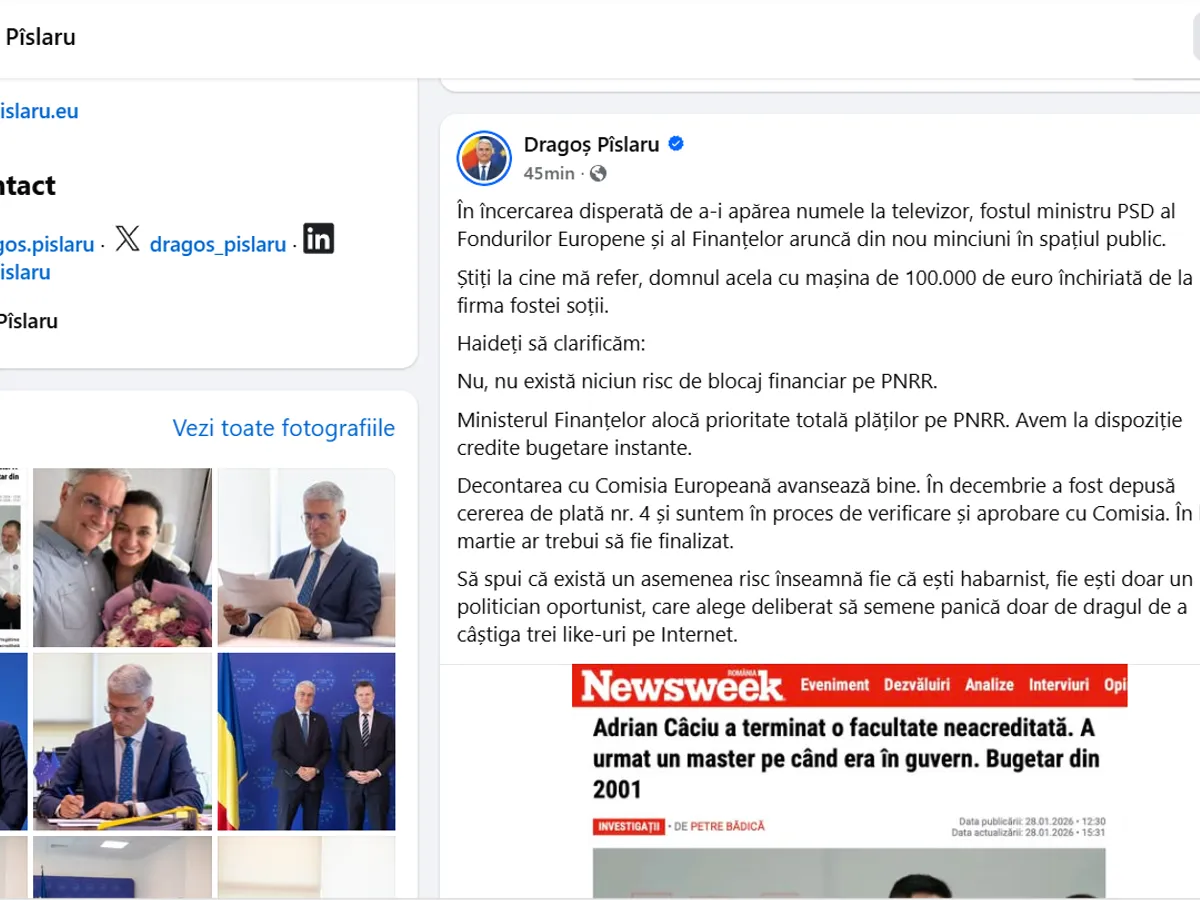 Postare Păslaru - Foto: FB