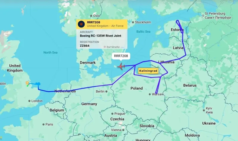 Misiune Marea Britanie &icirc;njurul Kaliningrad - Foto: FlightRadar