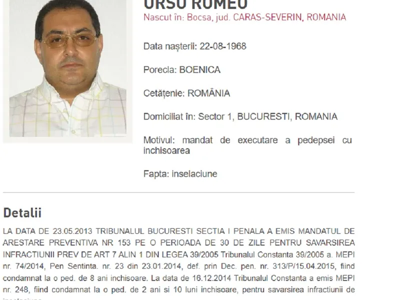 Romeo Ursu, pe lista most wanted a Poliției Foto: Poliția Română