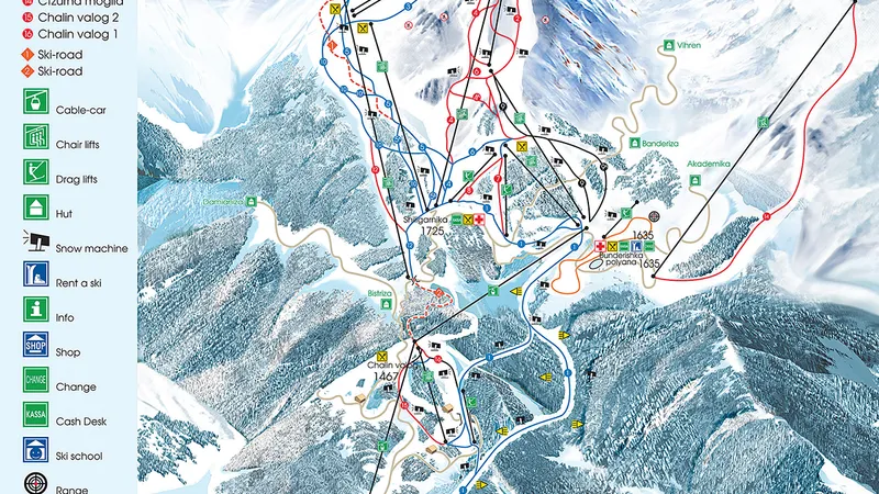 Harta domeniului schiabil de la Bansko