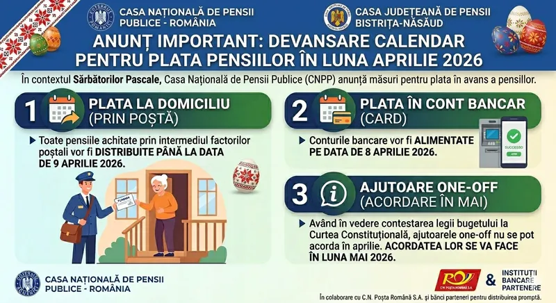 Programul livrării pensiilor - Foto: Casa de pensii