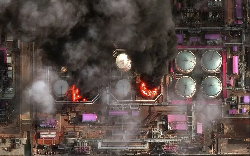 Imagini din satelit al portului Ust Luga, atacat continuu de Ucraina - Foto: MilitaryNewsUa