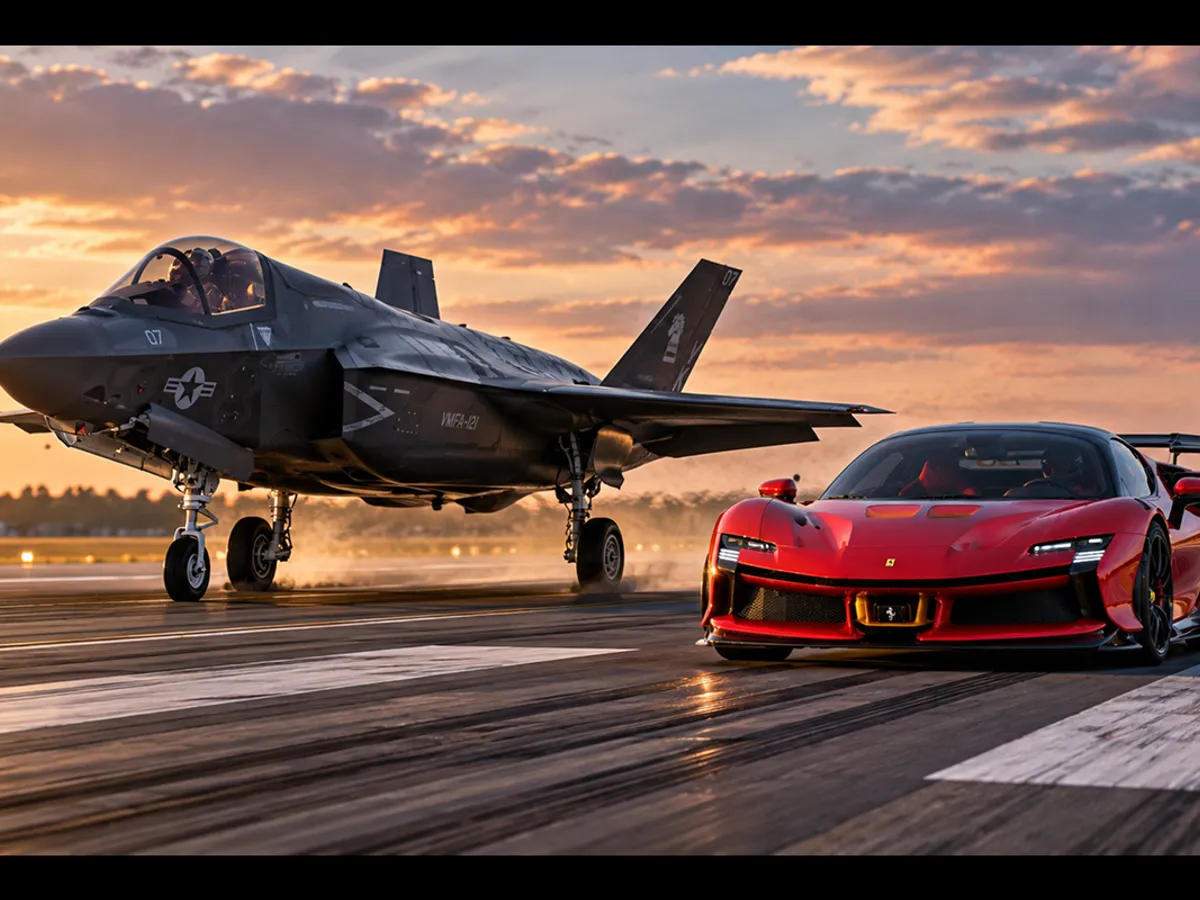 Un avion F-35 se va întrece cu un Ferrari - Foto: Playground