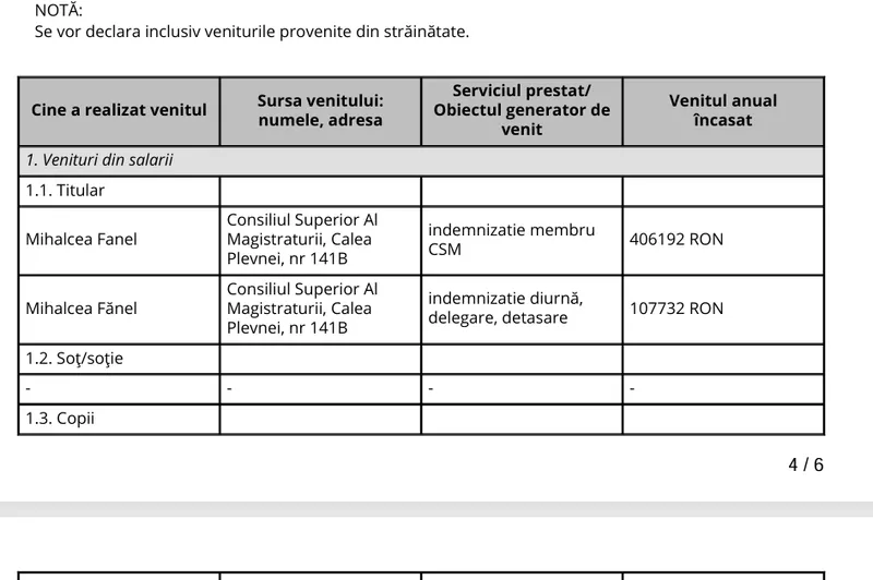Averea Mihalcea Fănel - Foto: Declarație de avere