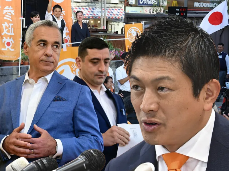 Călin Georgescu și George Simion „au făcut pui” în Japonia. Extremiștii au intrat în Parlament - Foto: Colaj Newsweek - Profimedia images