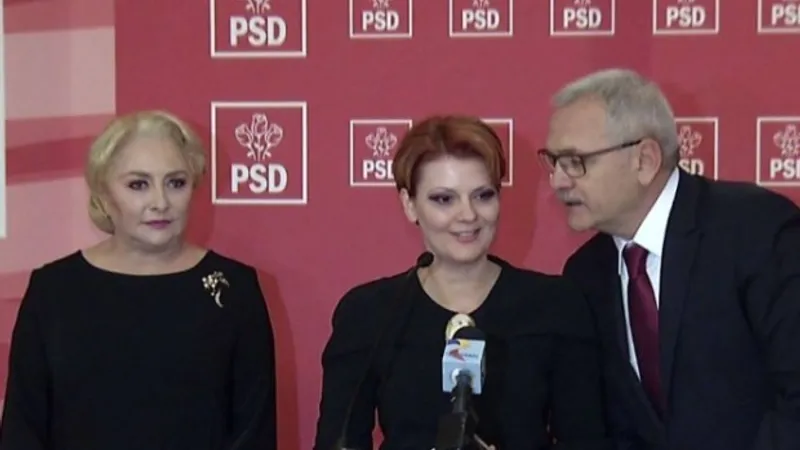 Viorica Dăncilă, alături de Lia Olguța Vasilescu și Liviu Dragnea, în vremurile în care PSD avea puterea. Foto: Antena 3