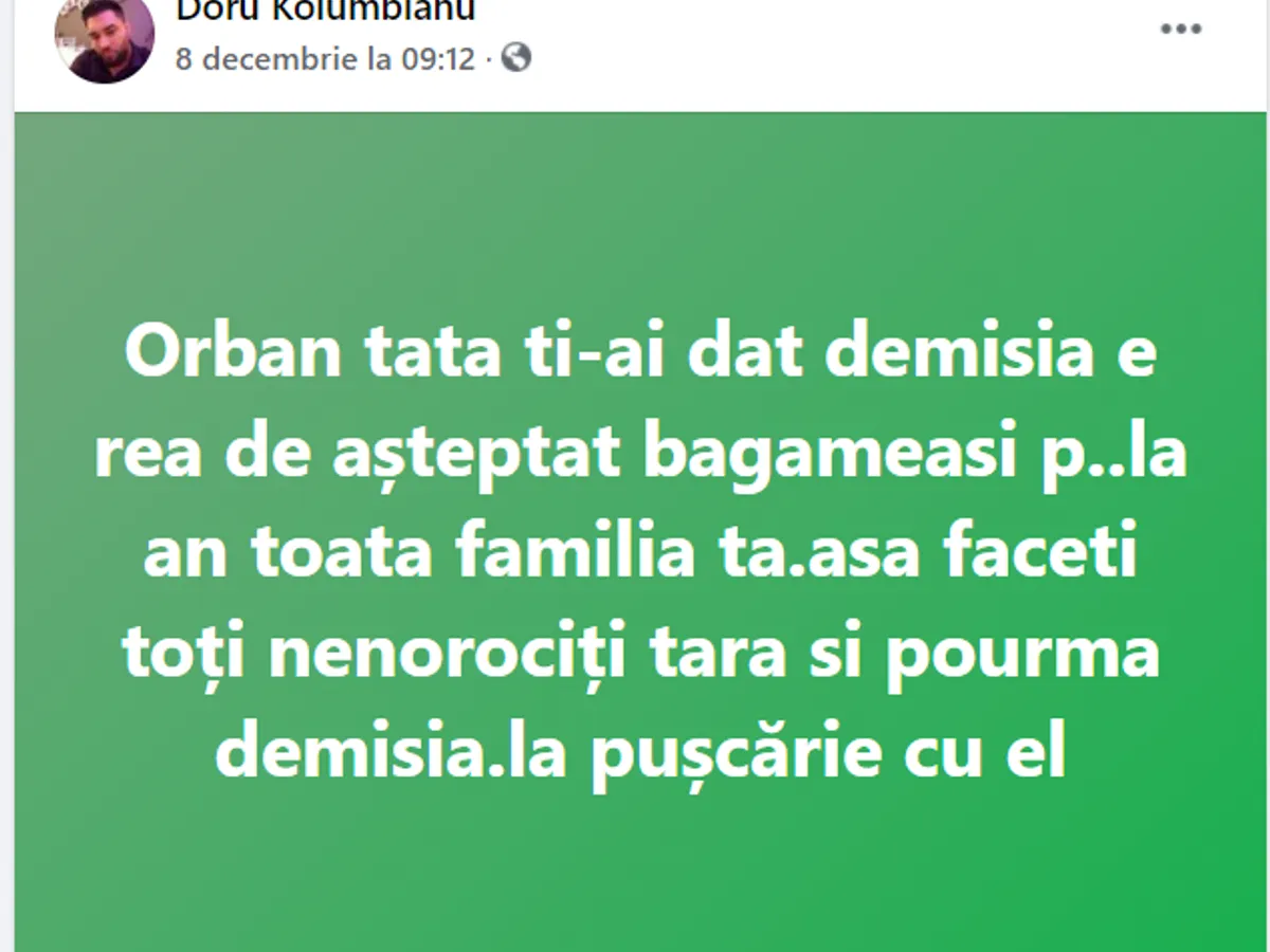 Mesajul lui Kolumbianu din ziua în care a fost arestat chiar el Foto: Facebook