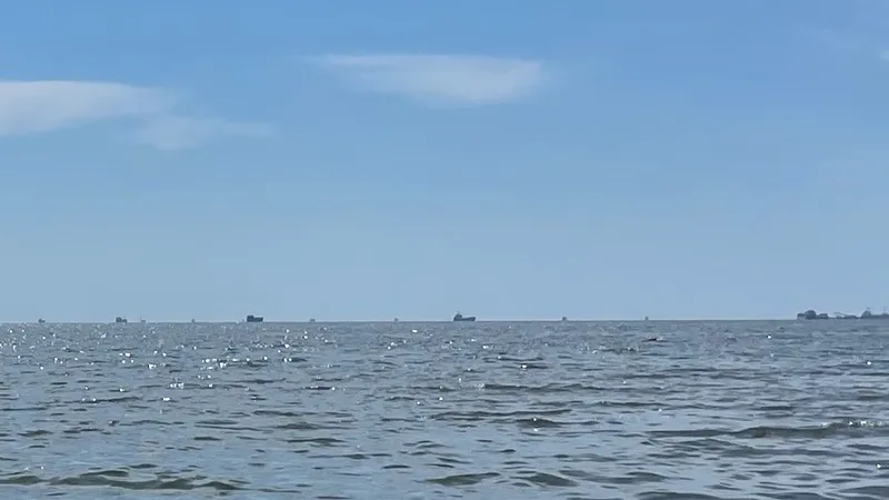 VIDEO EXCLUSIV Zeci de vapoare așteaptă, zilnic, să intre în Sulina. Turiștii au auzit explozii - Foto: Newsweek România