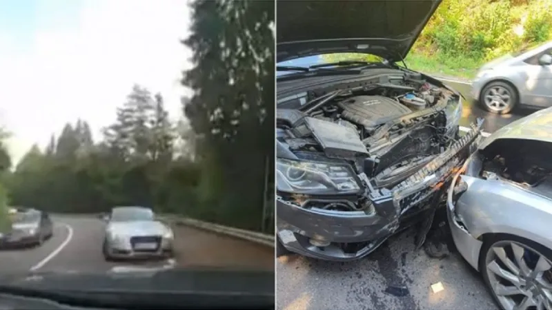 Accident incredibil pe Transfăgărășan: Un Audi A5 a țâșnit în orb și s-a înfipt într-un Q3. / Foto: observatorulph.ro