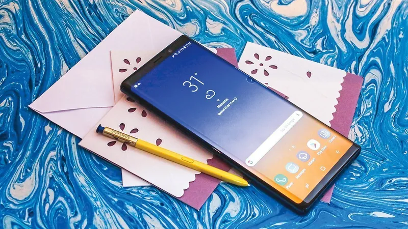 „Infinity Display“-ul cu o diagonală de 6,4 inch dispune de tehnologie „Super AMOLED“ și este cu 0,1 inch mai mare decât cel al precedentului model, Note 8, ceea ce a dus și la modificarea dimensiunilor telefonului