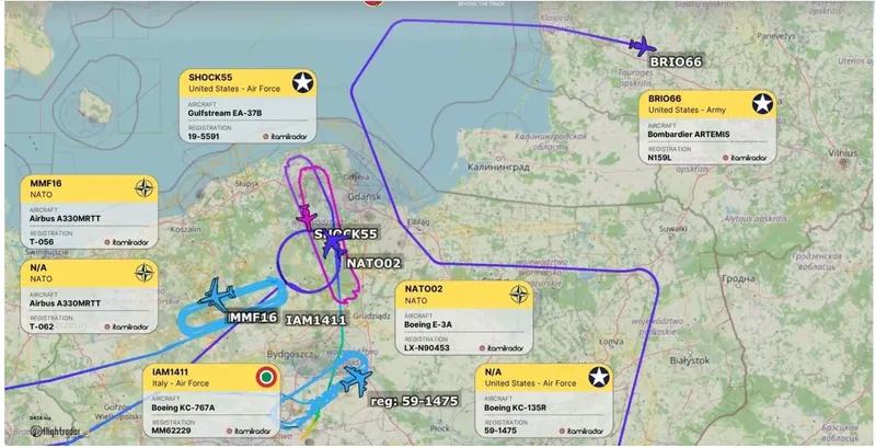 Operațiune majoră a NATO de război electronic și cu F-35 &icirc;n coasta Rusiei - Foto: ItaMilRadar