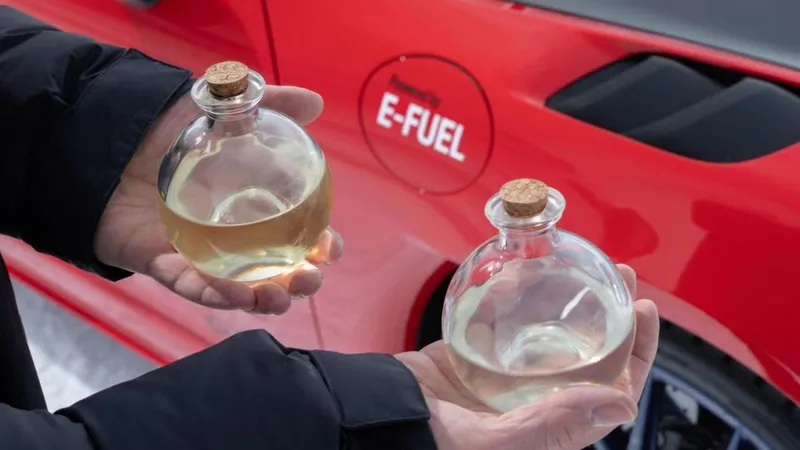 e-fuels sunt combustibili sintetici lichizi, obținuți în laborator, prin procedeul Fischer-Tropsch. - Foto: Porsche
