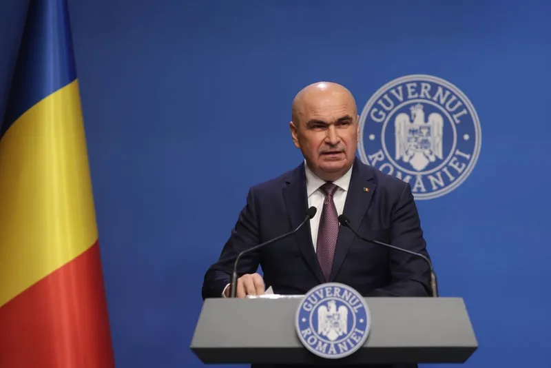 Prim-ministrul Ilie Bolojan, în conferinţă de presă - Foto: INQUAM PHOTOS/George Călin