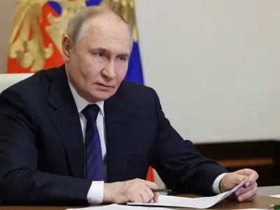 Vladimir Putin, la o întâlnire by remote cu membrii guvernului său - Foto: Profiimedia Images