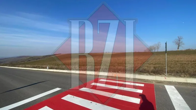 Drumarii din județul Iași au pictat o trecere pietoni în câmp, pe DJ282a, între localitățile Iepureni și Larga Jijia. - Foto: bzi.ro