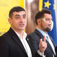 Cei doi șefi ai AUR, Claudiu Târziu și George Simion, apără partidul de acuzațiile de antisemitism și extremism spunând că este „o operațiune specială de compromitere“ - Foto: INQUAM PHOTOS/ Ilona Andrei