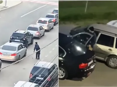VIDEO. Un cerșetor care mergea cu bastonul s-a „vindecat” brusc într-o intersecție din Brașov și a urcat la volanul unei mașini