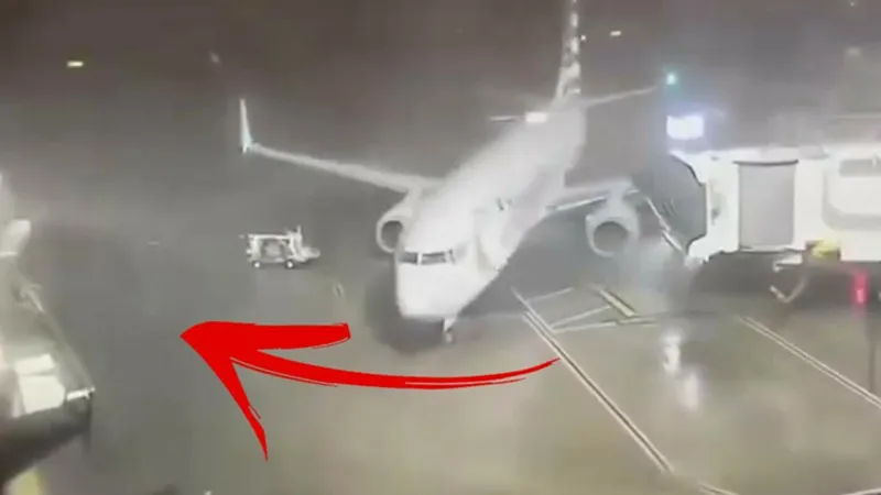 Un avion a fost luat de vânt în timp ce pasagerii așteptau să urce la bord. Ce a urmat? - Foto: Twitter / imagine rol ilustrativ