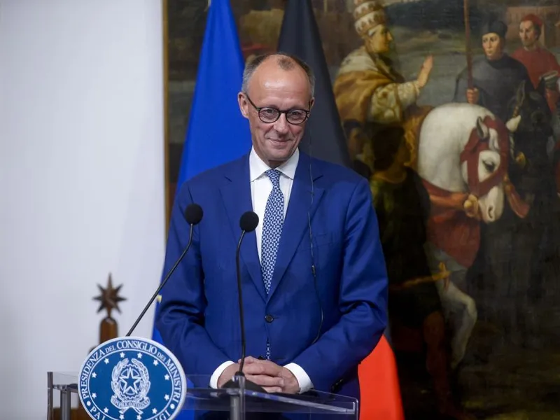 La Palatul Chigi, prim-ministrul Giorgia Meloni îl primește pe cancelarul german Friedrich Merz - Foto: Profimedia Images