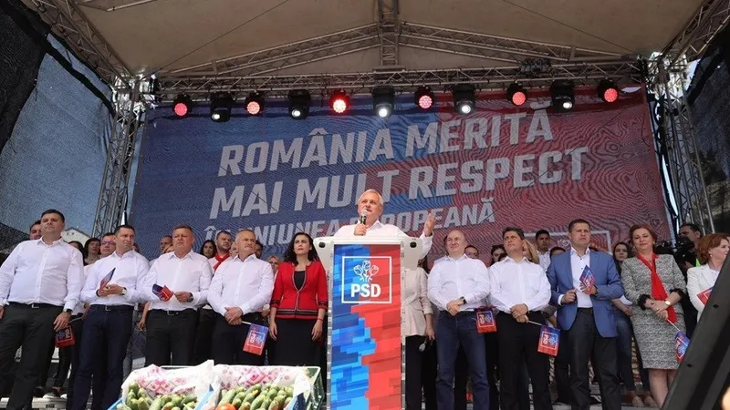Dragnea a comandat un miting doar cu pesediști la Târgoviște și Poliția a respectat ordinul șefului/FOTO: Facebook.com