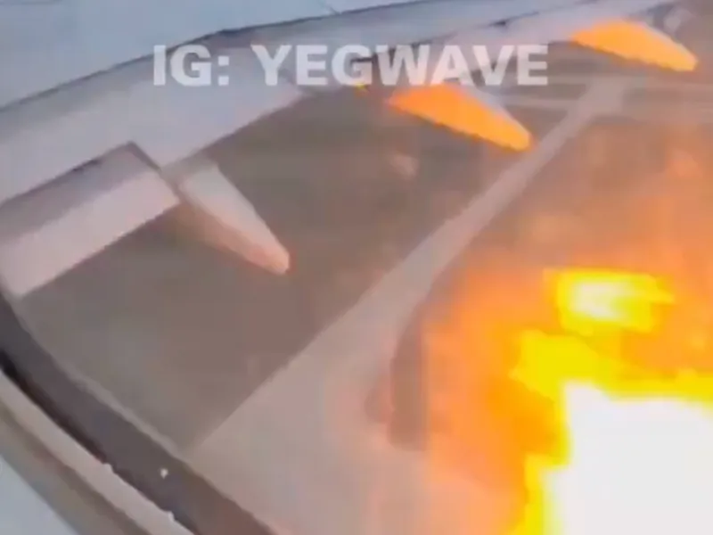 Panică la bordul unui avion de pasageri. Motorul a luat foc după ce a lovit un iepure la decolare - Foto: X/ @Turbinetraveler