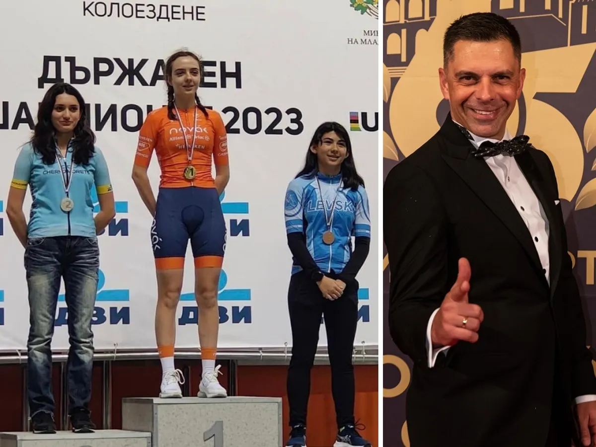 Ingrid (centru), fata ministrului Eduard Novak, campioană la ciclism în Bulgaria. Tatăl a fost și președinte al Federației de Ciclism, dar România nu are velodrom Foto: Facebook