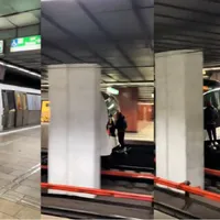 Altă provocare bizară pe rețelele sociale. Un bărbat a mers agățat de metrou. Poliția îl caută - Foto: captură Reedit