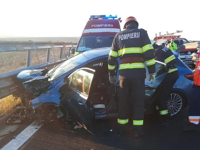 Accident grav pe autostrada A6 pe nodul de urcare pe A1. Traficul rutier e blocat complet - FOTO: infotrafic