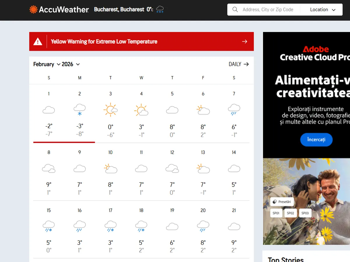 Vremea București - Foto: accuweather