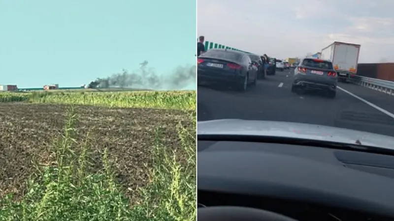 Incendiu pe autostrada A7 - Foto: facebook/ Stiri de Buzău