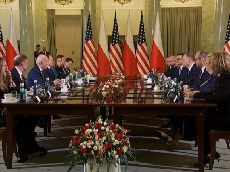 Joe Biden și omologul său polonez, Andrzej Duda, în întâlnirea bilaterală- Foto: Profimedia Images