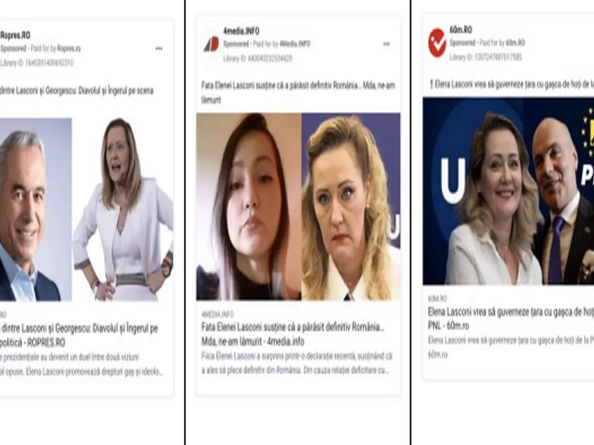 RAPORT Operațiuni „kompromat”, pro-Georgescu și AUR, și pe Facebook și Google. Ad-uri de 264.000 € - Foto: captură ecran