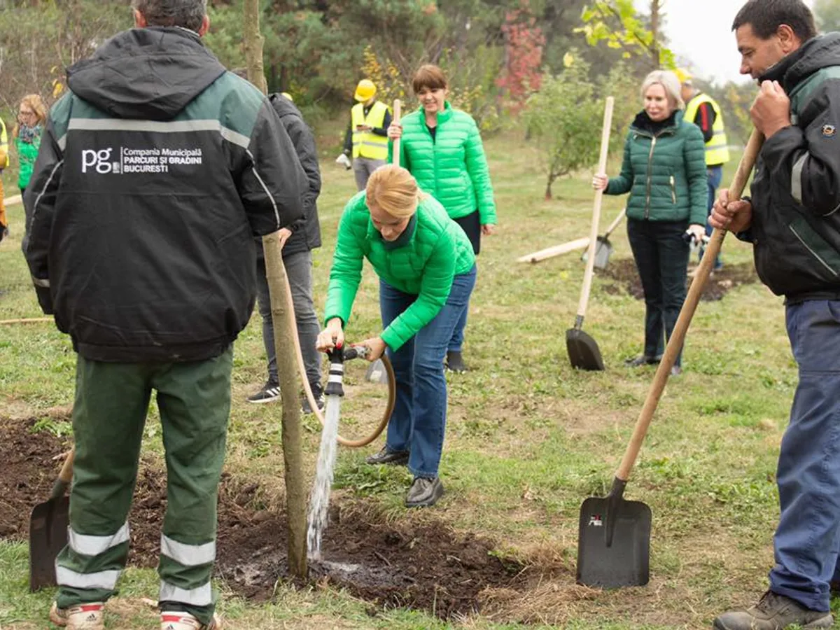 Gabriela Firea nu ratează nici o ocazie să-și promoveze imaginea. Aici, ecologistă. Foto: Facebook