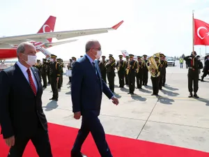 Preşedintele Turciei, Recep Tayyip Erdogan, şi-a reafirmat, în timpul unei vizite în Ciprul de Nord, ataşamentul pentru soluţia cu două state. / Foto: dailysabah.com